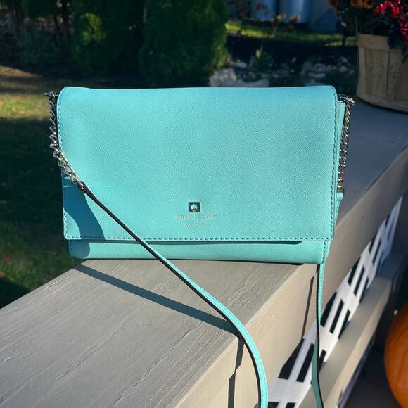 KATE SPADE Charlotte Street Alex Leather Crossbody, Blue Aqua - Picture 11 of 13